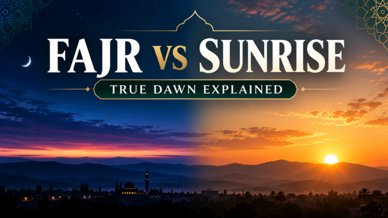 Fajr and sunrise compared at true dawn and sunrise