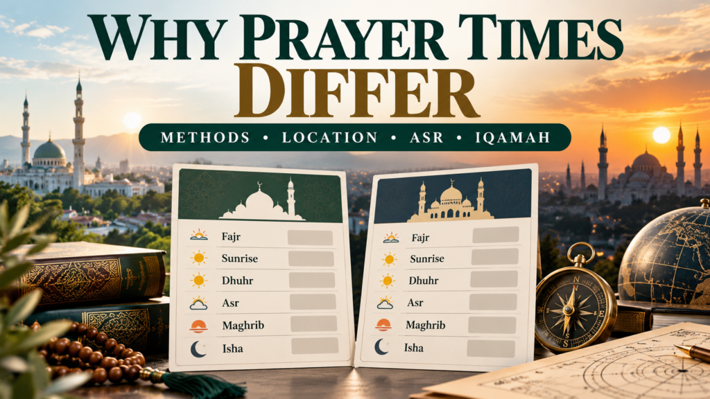 Why calculated prayer times differ between websites and mosques